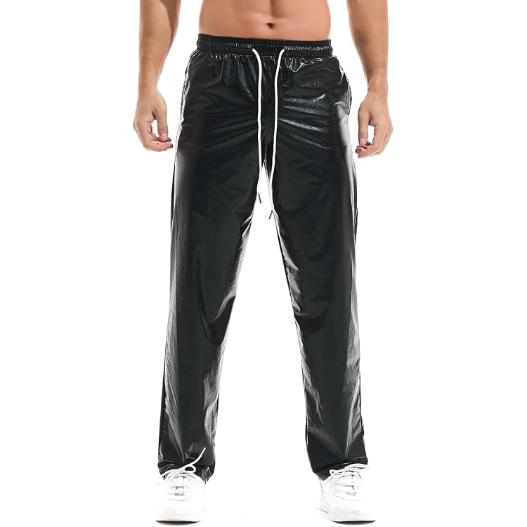 Pantalon Disco Homme Années 70-80 - Métallisé Brillant, Taille à Cordon, Style Baggy Fête - 11