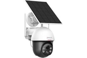 DEKCO 2K Solar Security Camera Wireless Outdoor, 360 Degree Rotating Pan Tilt Home Surveillance System with Spotlight and Sound Alarm, Night Vision, Motion Detection, 2 Way Talk, Requires 2.4GHz WiFi