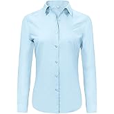 Ruisin Super Soft Wrinkle Free Button Down Shirts for Women Solid Long Sleeve Striped Formal Work Dress Blouses Tops
