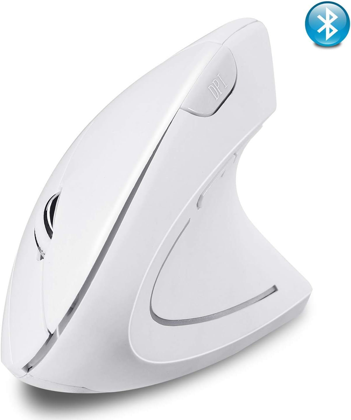 Vertical Mouse Bluetooth,Veeki Wireless Bluetooth Vertical Mouse Ergonomic with 3 Adjustable DPI 800/1200/ 1600, 6 Buttons,Compatible with PC, Desktop, Laptop, Mac (White)