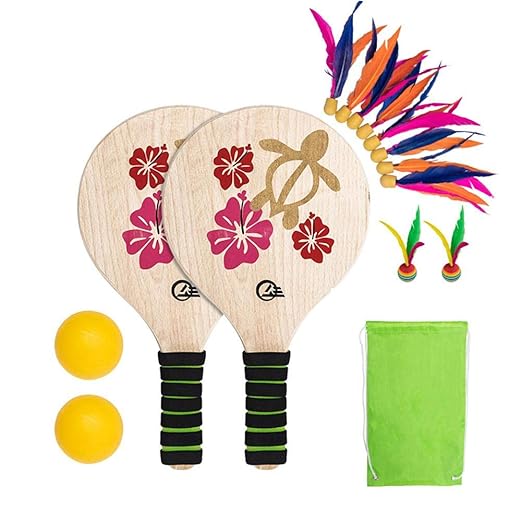 Beach Paddle Ball Set, Beach Paddle, Badmintonschläger mit Massivholzbrett, Gute Elastizität, langlebig und bequem, leicht zu