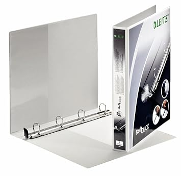 Leitz 42000001 Ringbuch SoftClick, A4, 2 Außentaschen, 4 Ringe, 20 mm, weiss