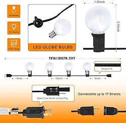 GOOTHY G40 LED Globe String Lights, 25Ft Outdoor