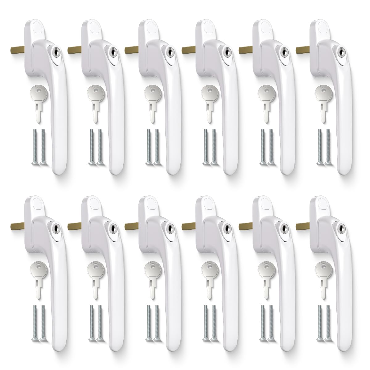 Bwintech 12 Pcs in-Line White UPVC Aluminium Window Handle, 43mm Spindle for Indoor and Outdoor upvc Window