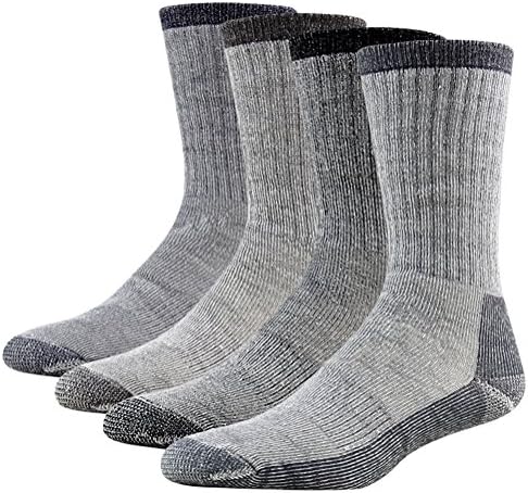 Performance Hiking Socks, RTZAT Men's Women's Odor Free Super Warm Sweat Wicking Mid Calf Outdoor Boots Socks Medium 2 Pairs, 1 Black, 1 Gray