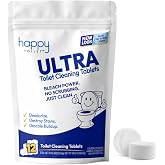 Happy Toilet Cleaner Bleach Tablets for Toilet Tank - Ultra Heavy Duty 12ct | Bleach Toilet Bowl Tablets Toilet Tank Cleaner Tablets - Toilet Bleach Tablets for Tank Works Best with Happy Toilet Cleaner