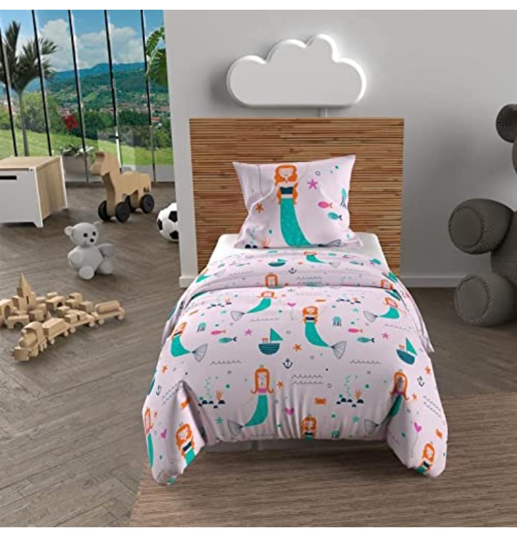 Soleil d'ocre, Duvet Cover Set 120 x 150 cm Sirens Pink, 100% Cotton, 57 Threads/cm2