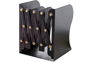 JIARI Book Ends, Black Decorative Metal Iron Bookends Holder Stand Desk Nonskid Adjustable Bookend (Black)