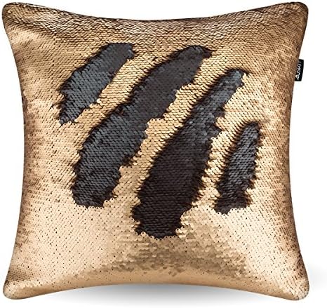 Reversible Sequins Mermaid Pillow Case - Two Colors Throw Cushion Case 4040cm(ONLY PILLOW COVER) Gold and Black By AusKit
