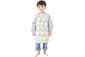 Plie Waterproof Kids Art Smocks 37 Colors (Age 1-10, S-XXL size), Lime Triangle (11-M)