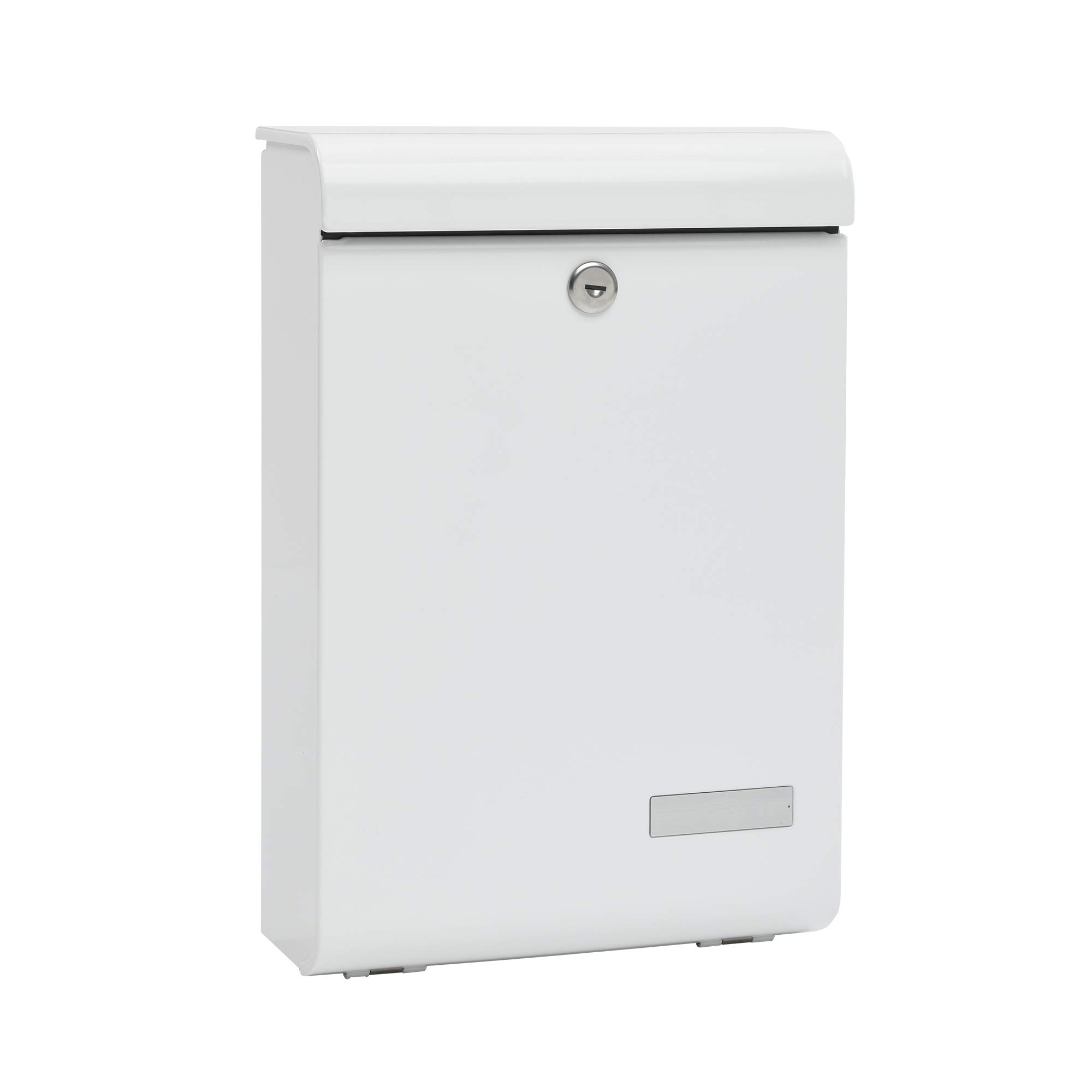 Renz MEFA Lento 135 135010DE Letterbox with Name Plate White Post Box with Lock Size 405 x 270 x 118 mm
