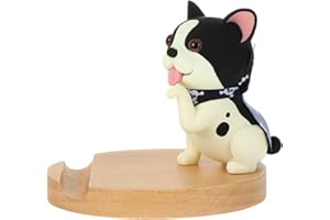 ABOOFAN Lovely Cartoon Dog Wooden Cell Phone Stand Desktop Holder for Vertical Horizontal Use Stable Phone