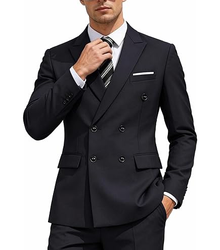 Mens Double Breasted White with Yellow Strip 6 Buttons Blazer