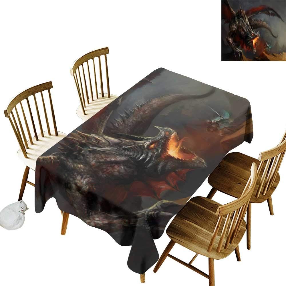 Amazon Com W Machine Sky Polyester Tablecloth Medieval Fantasy Scene Fearless Knight With Dragon Mythology Art Antique W60 Xl102 For Family Dinners Parties Everyday Use Home Kitchen