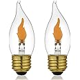 XIAOKALAMI LED Flame Effect Light Bulb E26 Flickering Candle Light Bulbs Crystal Clear Candle Bulb for E26 Edison Base (Non-Dimmable, C11/C35(2pack))