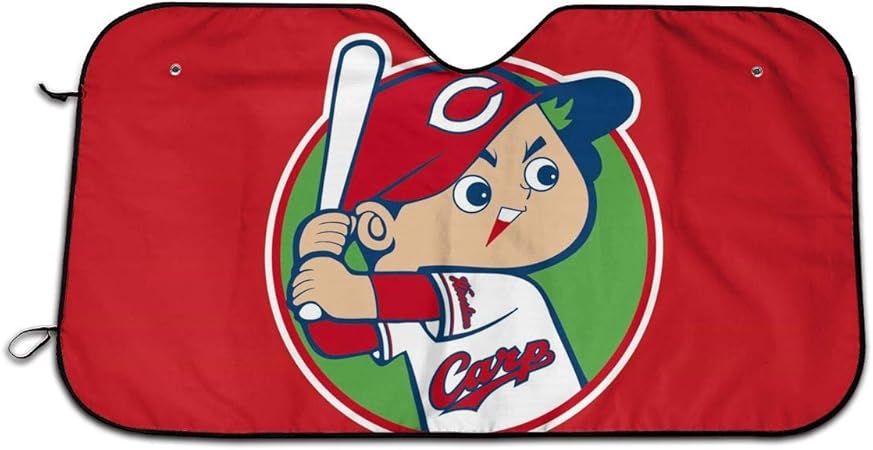 Amazon ファッション 広島東洋カープ 1 車のフロントガラスのサンバイザー 耐高温 遮熱 遮光 紫外線対策 日焼け防止 軽量 折り畳み 吸盤取り付け の取り付けが簡単 サイズ130 70cm サンシェード 車 バイク