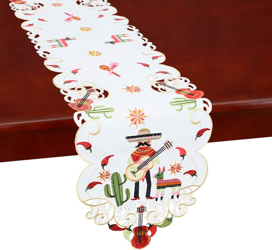 Simhomsen Embroidered Cinco De Mayo Table Runners for
