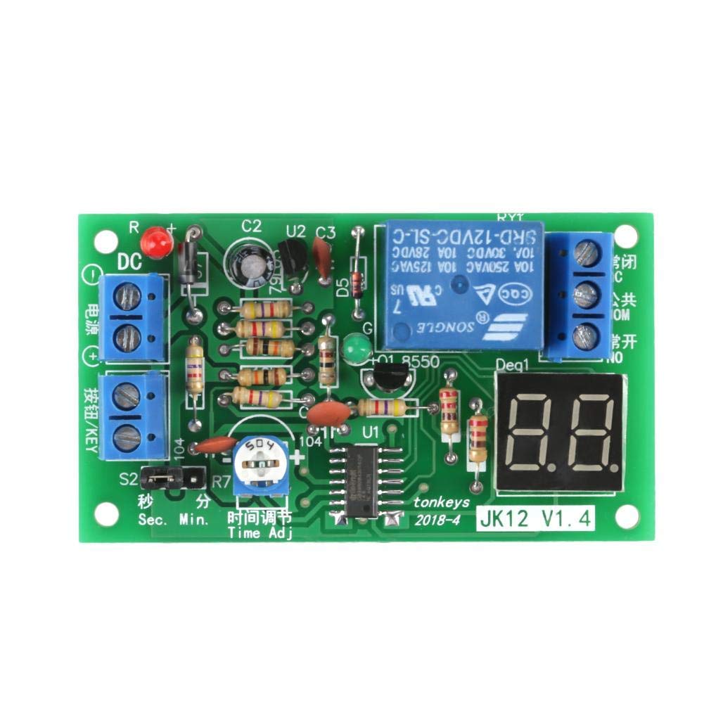 1pc Hilitand DC 12V 10A Timer Relay Module, Adjustable Delay ON/Off Switch with LED Display, Normally Open, Widely Used on Timer Operating Equipment