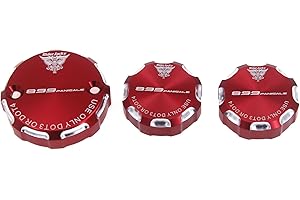Riderjacky Front Clutch & Brake and Rear Brakes Master Cylinder Fluid Reservoir Cover Cap For Ducati 899 Panigale 2014 2015 2016 (Red with logo)