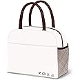DALINDA Lunch Bag Lunch Box for Women Men Reusable Insulated Lunch Tote Bag, Handbags Case High Capacity for Travel Work Picnic,white