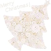 Swpeet 1000Pcs Christmas White Craft Buttons, 2 and 4 Holes White Round Craft Resin Sewing Buttons Suitable for Christmas Sew