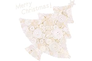 Swpeet 1000 Pcs Christmas Craft Buttons, 2 & 4 Hole White Round Resin Sewing Buttons - Perfect for Christmas Sewing Decorations & Art & Crafts Projects