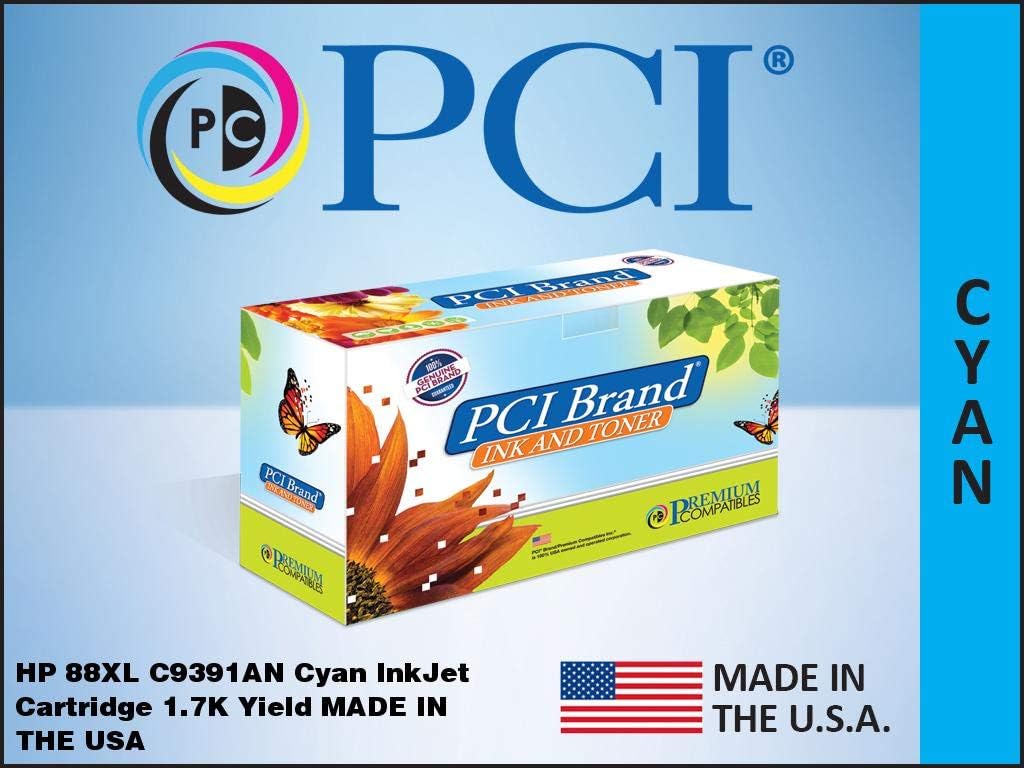 PCI Brand Remanufactured Ink Cartridge Replacement for HP 88XL C9391AN Cyan Laserjet Ink Cartridge 1.7K Yield