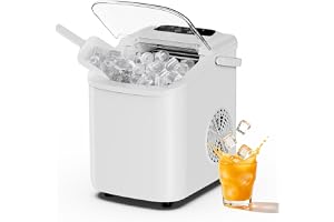 Sweetcrispy Countertop Ice Maker with Scoop, Basket and Handle, Portable Ice Machine 9 Cubes Ready in 6 Mins, 26.5lbs in 24Hr