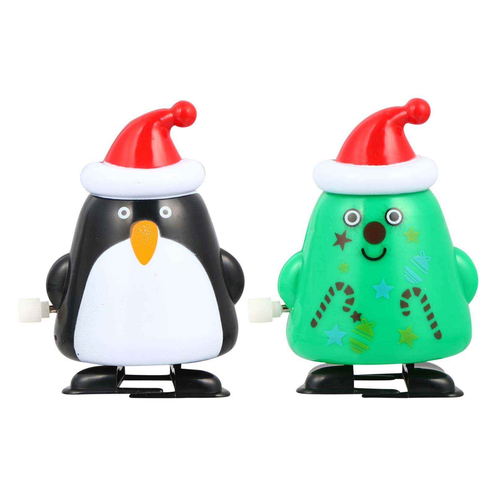 NUOBESTY 2Pcs Christmas Wind Up Toys Penguin Christmas Tree Clockwork Toy Walking Toys Xmas Stocking Stuffer present for Kids Party Favor Bag Filler (Black Green)