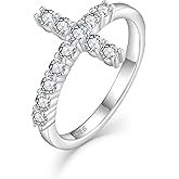 CARICY Cross Ring 925 Sterling Silver Cubic Zirconia Cross Statement Rings for Women Anniversary Christmas Day Size 5-10