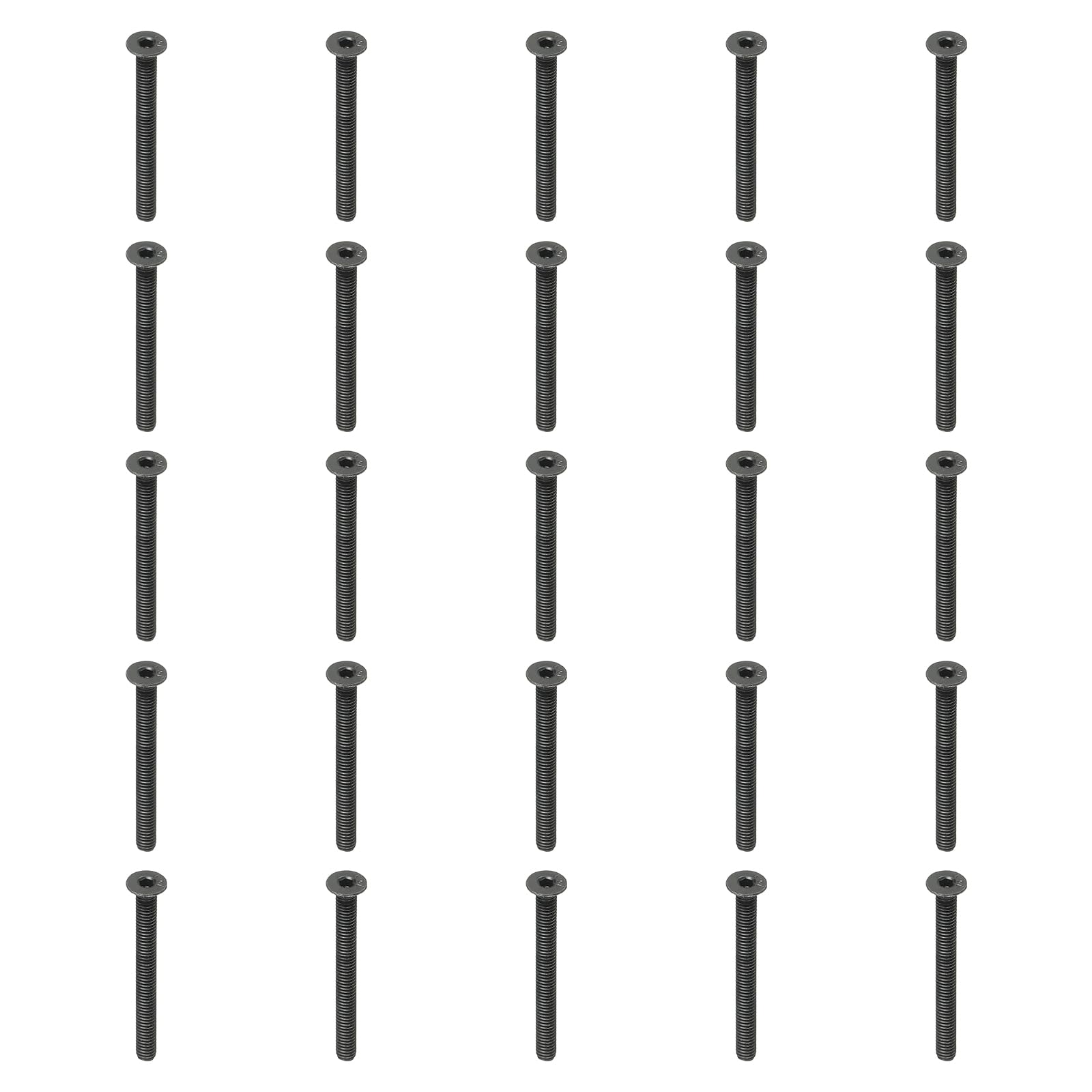 PATIKIL M4 x 40 mm Flat Head Socket Cap Screws, 20 Pack Flat Countersunk Bolts Medium Carbon Steel Hex Socket Drive Machine Screws Full Thread Black Oxide Grade 10.9