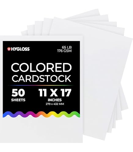 50 Sheets 80lb White Cardstock Paper - 11" X 17" Large Size, Thick Cover Stock For Inkjet/Laser Printers