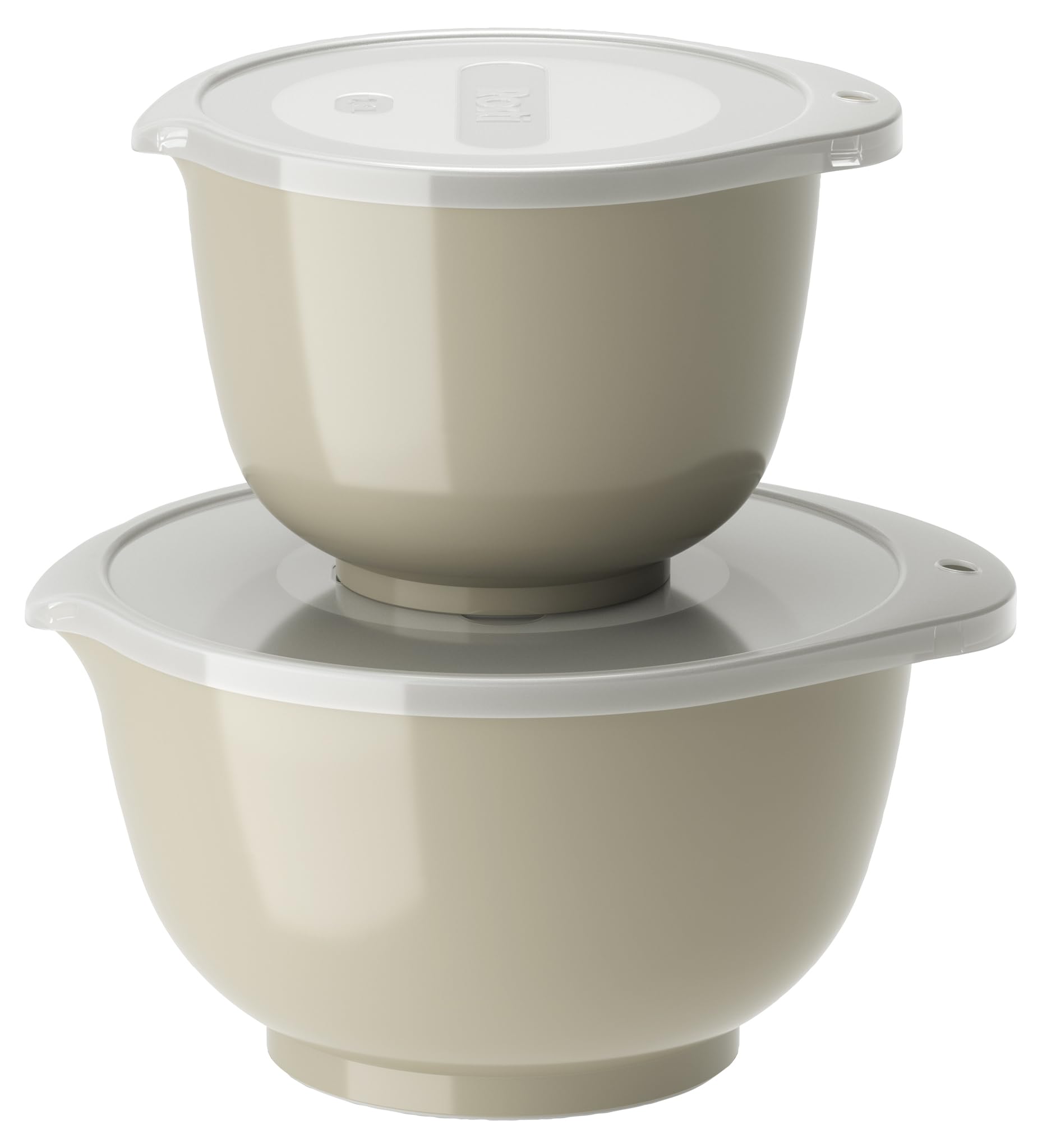 Rosti Margrethe Set of 4 Bowls with 2 Bowls and 2 Lids, Recyclable Plastic Bowl, 1.5 Litre and 3 Litre, Humus