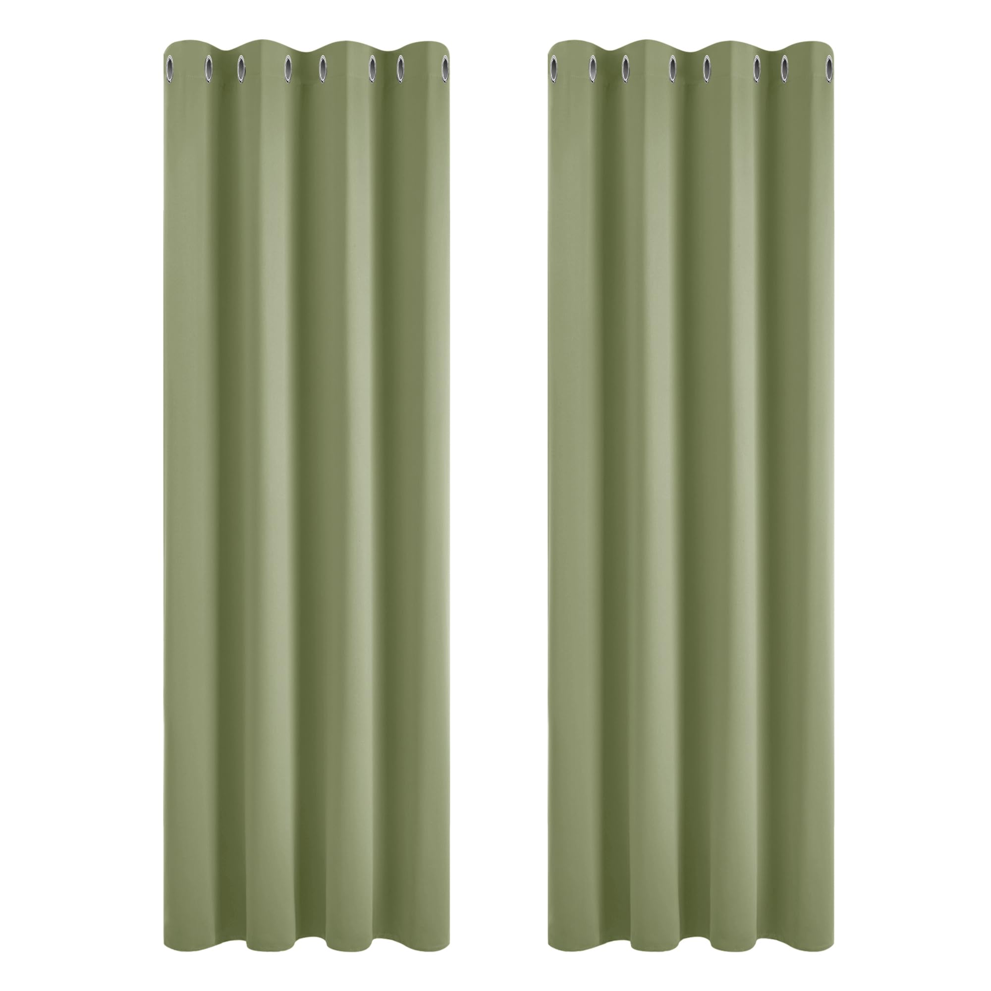 Deconovo Thermal Blackout Curtains Super Soft Eyelet Curtains for Bedroom 46 x 72 Inch Sage Green 2 Panels