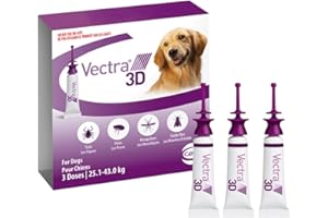 Vectra 3D Flea and Tick Treatment for Dogs Weighing 25.1-43 kg (55.2-94.6 lbs) - Tick and Flea Prevention for Dogs That Repel