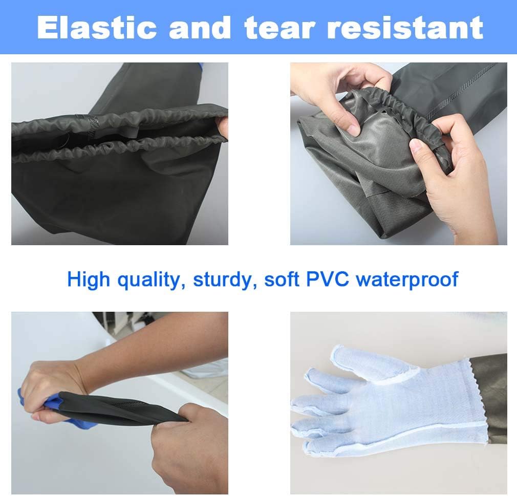 Pond Gloves, Long Arm Waterproof Gloves,Long Rubber Gloves for Men and Women - 25"/ 64 cm, Blue, 2 Count (Pack of 1) - Image 5