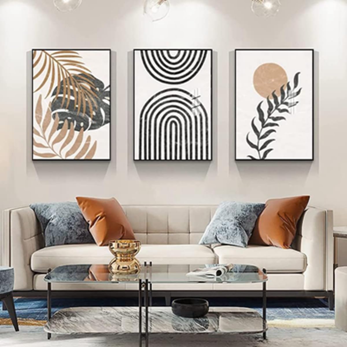 MKHFUW Set of 3 Abstract Botanical Leaf Posters - Wall Art, Boho Line Drawing Woman, No Frame (Design 09, 3 Pieces - 40 x 60 cm) — image 1