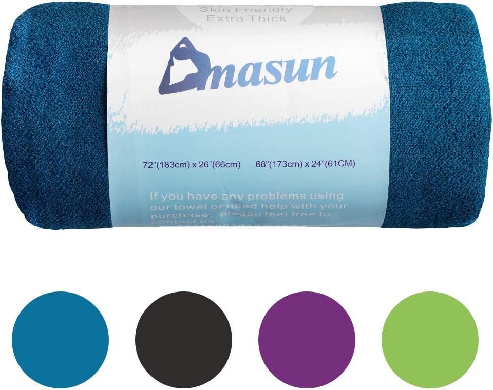 DMASUN Yoga Towel,Microfiber Sweat Yoga Mate Towel Non-Slip Injury Free 72x26 Hot Yoga Towels Included 29" 24" Towel Hand,Ideal for Exercise, Fitness, Pilates and Yoga Gear,Bule
