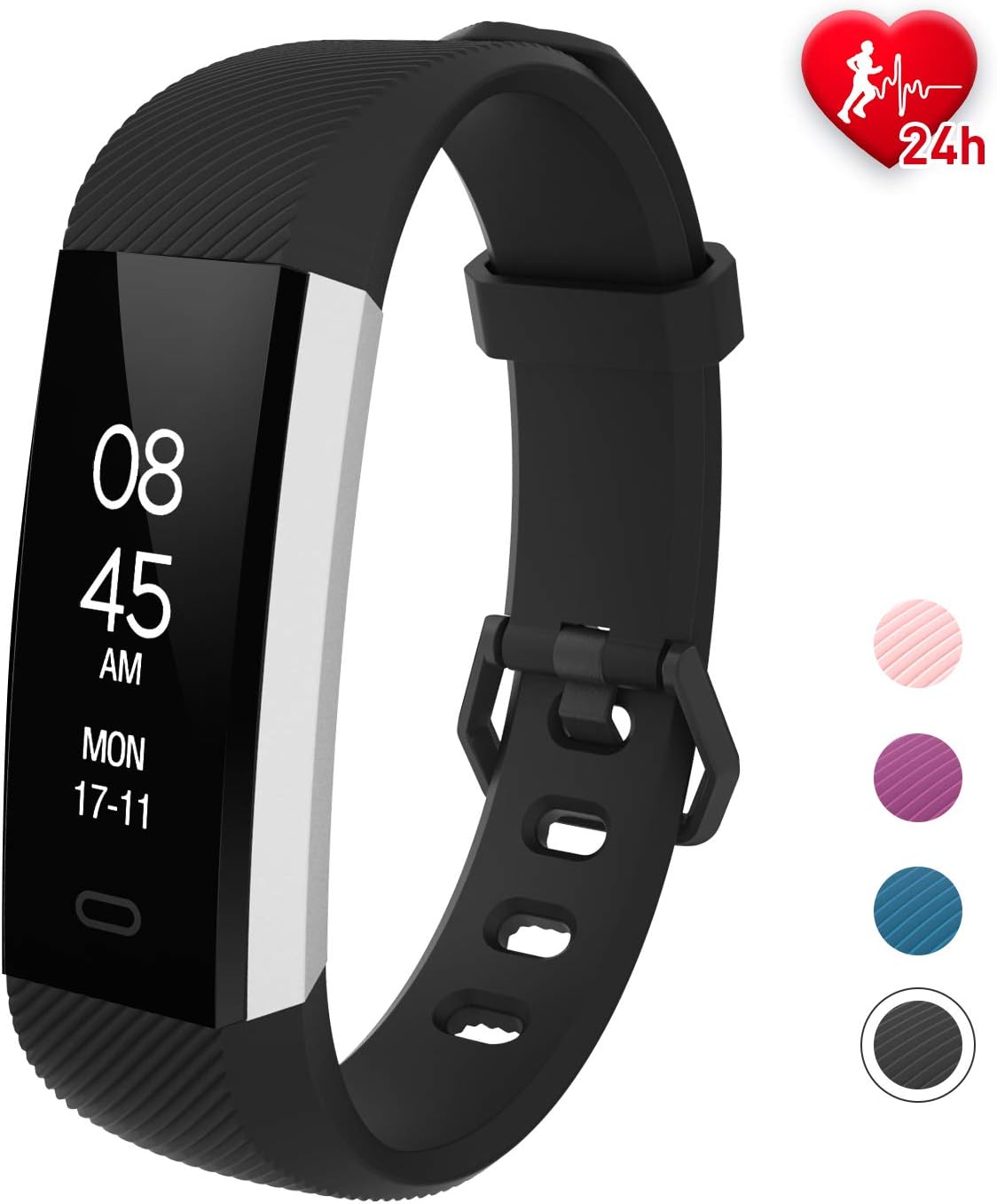 fitpolo Fitness Tarckers, Waterproof Fitness Watches, Mens Band Watch with Heart Rate and Sleep Monitor, Smartwatch Bracelet Calorie Counter, Health Exercise Watch,Step Counter for Men Women and Kids