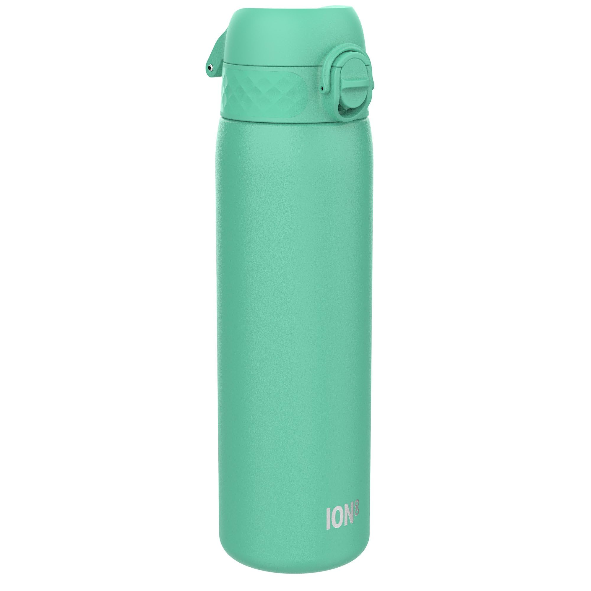 Ion8 Lightweight Steel Water Bottle, 600 ml/20 oz, Non-Insulated, Leak Proof, Easy to Open, Secure Lock, Dishwasher Safe, Flip Cover, Fits Cup Holders, Carry Handle, Metal Water Bottle, Teal Green