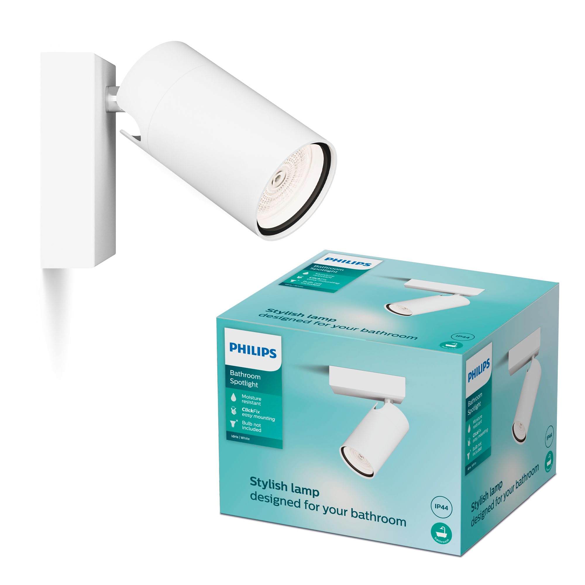 PHILIPS Idris 1-Head spot, GU10 lamp not Included, White, IP44, Water-Resistant — image 1