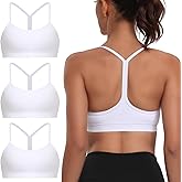 Raxnode Women's 3-Pack Y-Back Sports Bra, Thin Spaghetti Strap Nylon Yoga Bra with Removable Cups, Light Support Bralettes