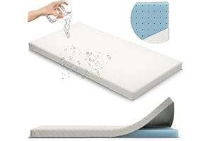 2” Crib Mattress Topper Memory Foam - Waterproof Breathable Soft Washable Cover 52” x28” x 2” Fits Standard Size Cribs & Todd