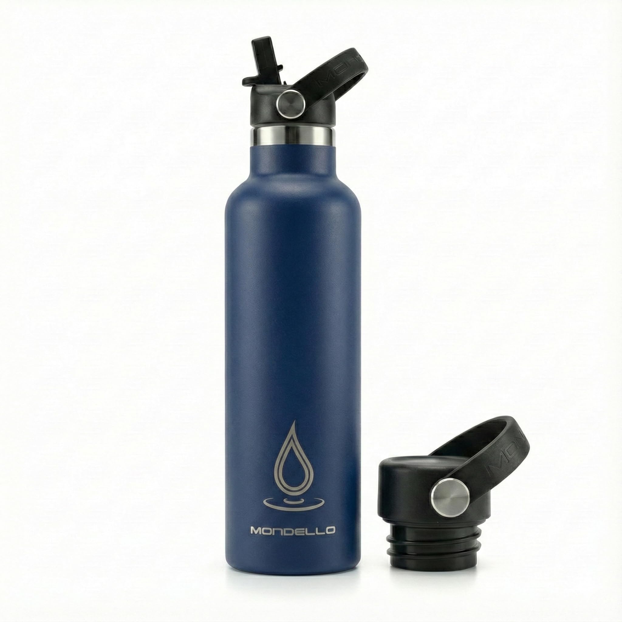 Mondello Insulated Stainless Steel Water Bottle with Straw & Strap (Navy, 750ml) – Double Wall Vacuum Flask, Leakproof BPA-Free Drinks Bottle for Hot & Cold
