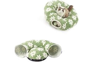 Emapoy Cat Tunnel Bed with Washable Circle Cushion, Cat Tube Collapsible Playground Toys for Indoor Cats, Round Pet Play Tunn