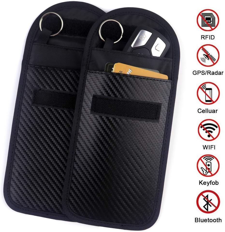 Car Key Signal Blocker Case - 2 Pack Faraday Cage Shield Car Key Fob Signal Blocking Pouch Bag Keyless Entry Fob Guard Pouch Bag,Antitheft Lock Devices Car Key Protector WIFI/GSM/LTE/NFC/RF Blocker