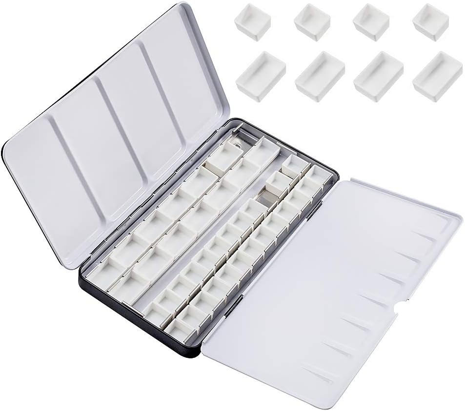 PH PandaHall Empty Watercolor Tins with 42 Half Pan