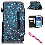 Galaxy S6 Case, Galaxy S6 Wallet Case, Firefish [Kickstand] [Shock Absorbent] Double Protective Case Flip Folio Slim Magnetic Cover with Wrist Strap for Samsung Galaxy S6-Starry