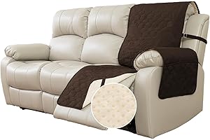 DEARTOWN Waterproof Recliner Sofa Cover - Non-Slip Recliner Chair Slipcover Furniture Protector, Washable Couch Cover for Dog and Kids, Brown, 23 Inch Right