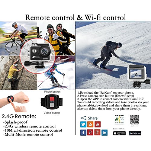 LeadTry-HP7R-Full-4K-HD-Action-Camera-Wifi-Mini-12MP-Underwater-Photography-Cam-100Ft-Waterproof-Sport-Video-Camcorders-170Deg-Wide-Angle-Lens-Recording-DV-with-2-Batteries-1350mAh-26-Accessories